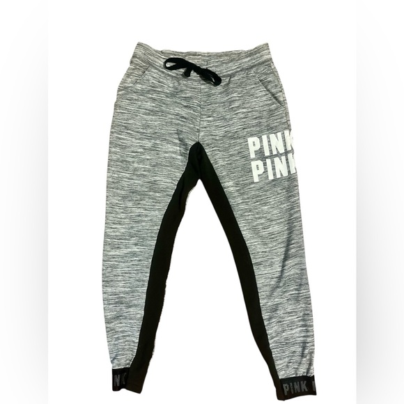 PINK Victoria’s Secret Gray & Black Joggers Size medium - Picture 1 of 5